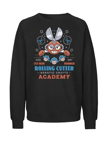Rolling Cutter Academy - Gaming, megaman, cut man, dead rising, robot, tron bonne, dr wily, servbot, video game, gaming, gamer, survival horror, biohazard, arcade, nostalgia - Fairtrade Sweatshirt