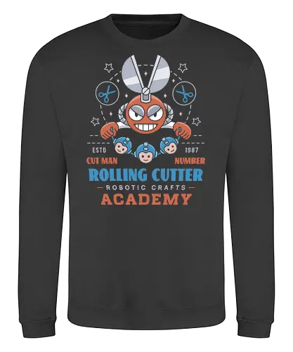 Rolling Cutter Academy - Gaming, megaman, cut man, dead rising, robot, tron bonne, dr wily, servbot, video game, gaming, gamer, survival horror, biohazard, arcade, nostalgia - Sweatshirt