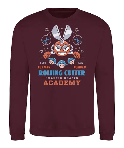 Rolling Cutter Academy - Gaming, megaman, cut man, dead rising, robot, tron bonne, dr wily, servbot, video game, gaming, gamer, survival horror, biohazard, arcade, nostalgia - Sweatshirt