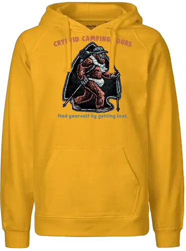 Cryptid Camping Tours - Camping, funny, humor, myth, creature, mystery, outdoor, wildlife, mountains, camper - Fairtrade Hoodie