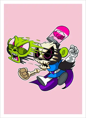 Grüner Genie-Affe Freaky - Underground Horror Cartoon Kunst