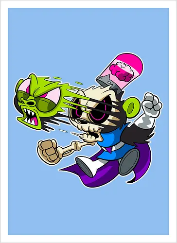 Grüner Genie-Affe Freaky - Underground Horror Cartoon Kunst