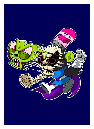 Grüner Genie-Affe Freaky - Underground Horror Cartoon Kunst
