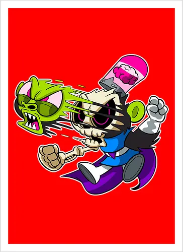 Grüner Genie-Affe Freaky - Underground Horror Cartoon Kunst