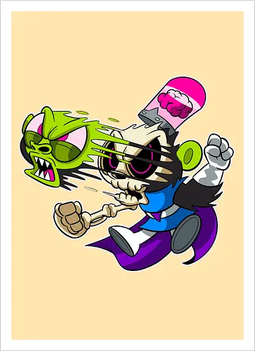 Grüner Genie-Affe Freaky - Underground Horror Cartoon Kunst