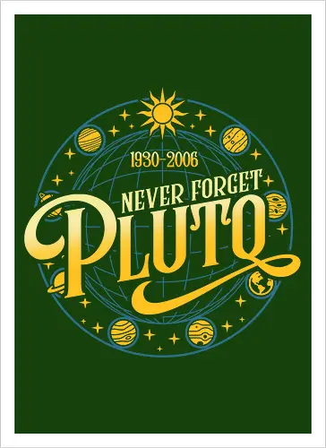 Never forget vintage - pluto, solar system, moon, planets, sun, retro, vintage, funny - Kunstdruck
