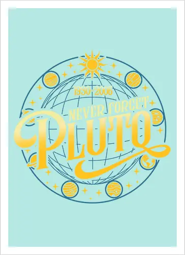 Never forget vintage - pluto, solar system, moon, planets, sun, retro, vintage, funny - Kunstdruck