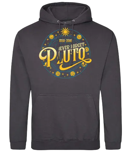 Never forget vintage - pluto, solar system, moon, planets, sun, retro, vintage, funny - Standard Hoodie