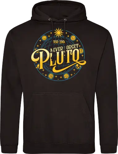 Never forget vintage - pluto, solar system, moon, planets, sun, retro, vintage, funny - Standard Hoodie