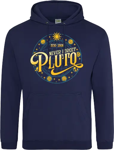 Never forget vintage - pluto, solar system, moon, planets, sun, retro, vintage, funny - Standard Hoodie