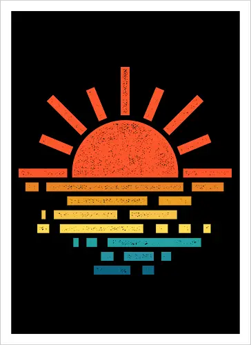 Simply Summer - summer, abstract, beach, geometric, minimalist, ocean, sea, summertime, sun, sunset, swim, swimming, travel, vacation, water - Kunstdruck