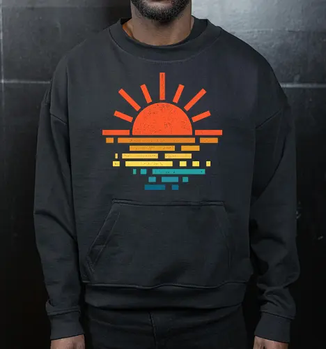 Simply Summer - summer, abstract, beach, geometric, minimalist, ocean, sea, summertime, sun, sunset, swim, swimming, travel, vacation, water - Cropped Sweatshirt