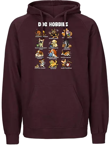 Dog Hobbies - dog, animal, dog dad, dog lover, dog mom, dogs, funny, hobbies, hobbies interests, hobby, joke, meme, pet, pets, puppy - Fairtrade Hoodie