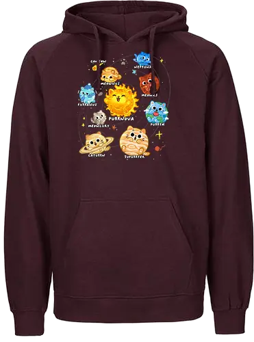 Solar Cat System - solar system, animal, cat, cosmic, galaxy, kitten, nerds, pets, planets, space, space cats, space exploration, stars, sun, universe - Fairtrade Hoodie