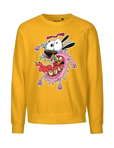 Freaky Pinker Hund - Surreale Cartoon Horror Underground - freaky pinker Hund Art, Courage the Cowardly Dog, Cartoon Network, John Dilworth, cartoon horror, surrealer Cartoon Horror Shirt, feiger Hund dunkles Shirt, Horror Cartoon 2000er, einzelnes Auge Hund Art, dunkles surreales Pop Art, alternativer freaky Hund, verrückte Cartoon Mode, Hund grüner Schleim Art, Underground dunkler Cartoon, Horror Nostalgie 2000er, Punk Hund Cartoon, alternative Cartoon Shirt, dunkle Retro surreale Art, chaotischer Cartoon Hund - Fairtrade Sweatshirt