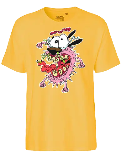 Freaky Pinker Hund - Surreale Cartoon Horror Underground - freaky pinker Hund Art, Courage the Cowardly Dog, Cartoon Network, John Dilworth, cartoon horror, surrealer Cartoon Horror Shirt, feiger Hund dunkles Shirt, Horror Cartoon 2000er, einzelnes Auge Hund Art, dunkles surreales Pop Art, alternativer freaky Hund, verrückte Cartoon Mode, Hund grüner Schleim Art, Underground dunkler Cartoon, Horror Nostalgie 2000er, Punk Hund Cartoon, alternative Cartoon Shirt, dunkle Retro surreale Art, chaotischer Cartoon Hund - Fairtrade T-Shirt