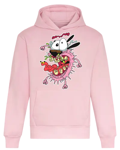 Freaky Pinker Hund - Surreale Cartoon Horror Underground - freaky pinker Hund Art, Courage the Cowardly Dog, Cartoon Network, John Dilworth, cartoon horror, surrealer Cartoon Horror Shirt, feiger Hund dunkles Shirt, Horror Cartoon 2000er, einzelnes Auge Hund Art, dunkles surreales Pop Art, alternativer freaky Hund, verrückte Cartoon Mode, Hund grüner Schleim Art, Underground dunkler Cartoon, Horror Nostalgie 2000er, Punk Hund Cartoon, alternative Cartoon Shirt, dunkle Retro surreale Art, chaotischer Cartoon Hund - Heavyweight Hoodie