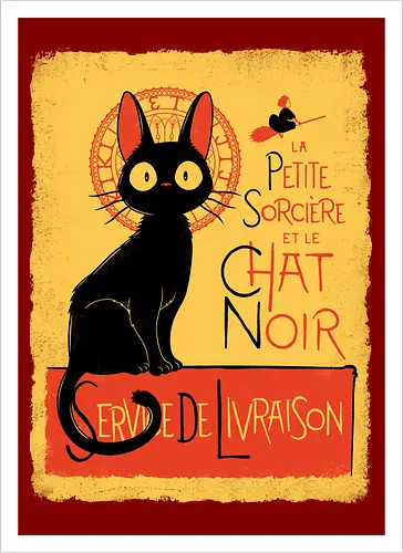 Black Cat & Little Witch - Vintage Parisian Anime