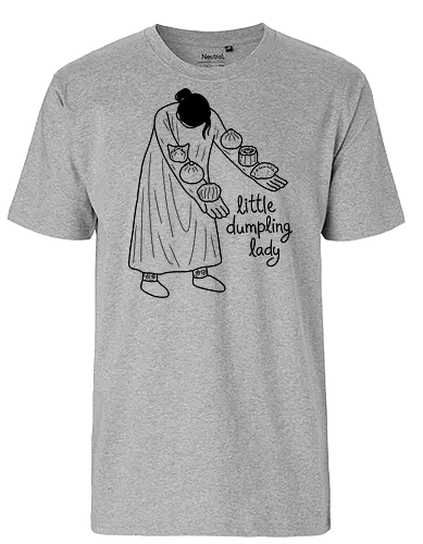 Little Dumpling Lady - dumpling, dumplings, dumpling lover, dim sum, dim sum lover, bao, gyoza, wonton, siu mai, xiao long bao - Fairtrade T-Shirt