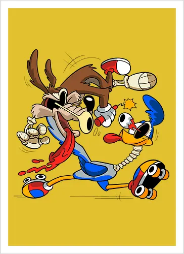 Freaky Kojote & Vogel Duo - Cartoon Horror Underground Art