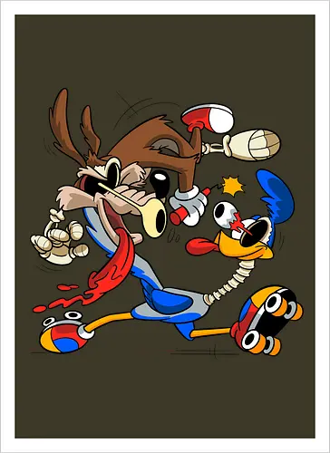 Freaky Kojote & Vogel Duo - Cartoon Horror Underground Art