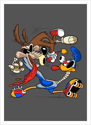 Freaky Kojote & Vogel Duo - Cartoon Horror Underground Art