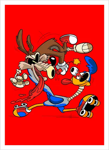 Freaky Kojote & Vogel Duo - Cartoon Horror Underground Art