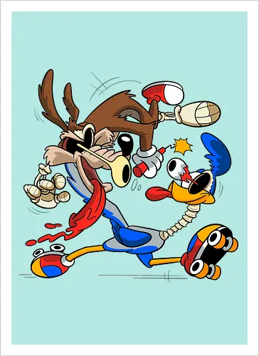 Freaky Kojote & Vogel Duo - Cartoon Horror Underground Art