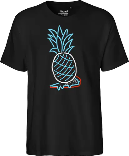 Pineapple on Pizza - Pineapple on Pizza, pizza, foodie, minimal, funny, neon sign, 80s, retro - Fairtrade T-Shirt