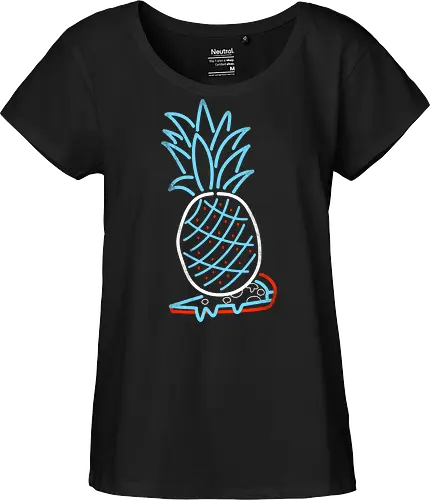 Pineapple on Pizza - Pineapple on Pizza, pizza, foodie, minimal, funny, neon sign, 80s, retro - Fairtrade Girl Shirt