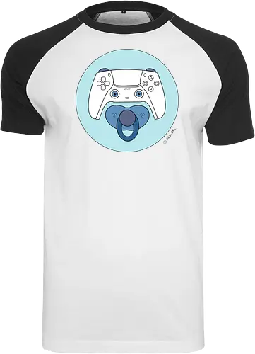 Cuteroller blau - Caricatura, Ruth Hebler, Controller, Baby, Schnuller, Gaming - Raglan T-Shirt