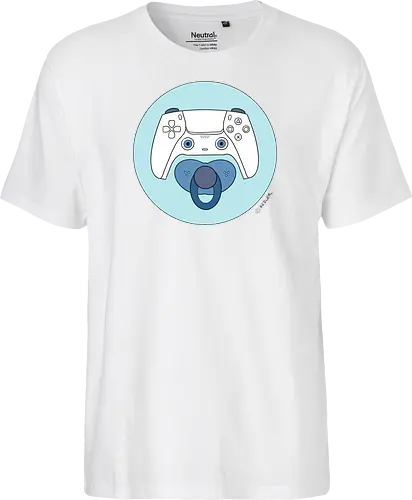 Cuteroller blau - Caricatura, Ruth Hebler, Controller, Baby, Schnuller, Gaming - Fairtrade T-Shirt