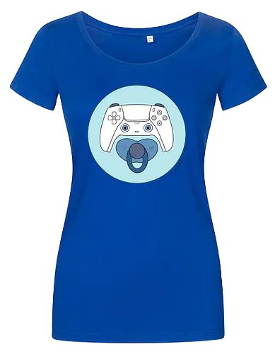 Cuteroller blau - Caricatura, Ruth Hebler, Controller, Baby, Schnuller, Gaming - Damen T-Shirt
