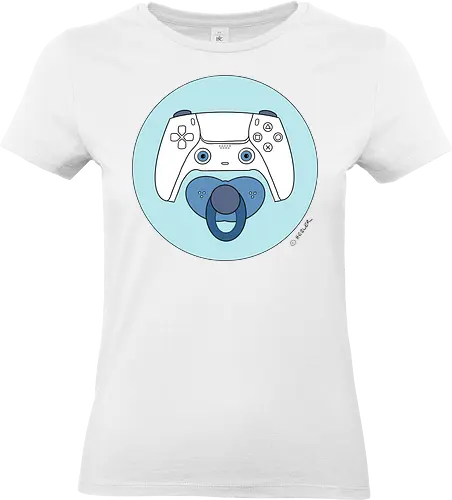 Cuteroller blau - Caricatura, Ruth Hebler, Controller, Baby, Schnuller, Gaming - Standard T-Shirt (Frauen)