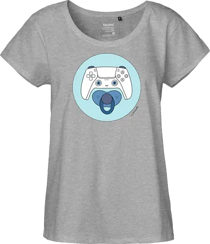 Cuteroller blau - Caricatura, Ruth Hebler, Controller, Baby, Schnuller, Gaming - Fairtrade Girl Shirt