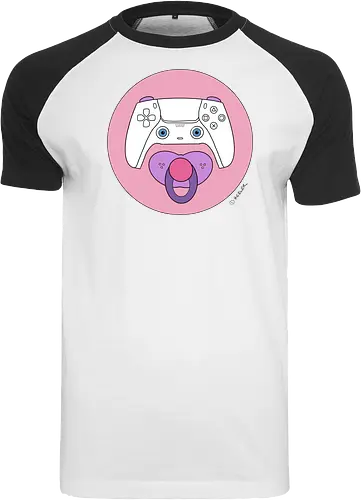 Cuteroller rosa - Caricatura, Ruth Hebler, Controller, Baby, Schnuller, Gaming - Raglan T-Shirt