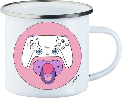 Cuteroller rosa - Caricatura, Ruth Hebler, Controller, Baby, Schnuller, Gaming - Emailletasse