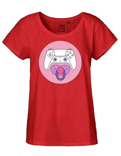 Cuteroller rosa - Caricatura, Ruth Hebler, Controller, Baby, Schnuller, Gaming - Fairtrade Girl Shirt