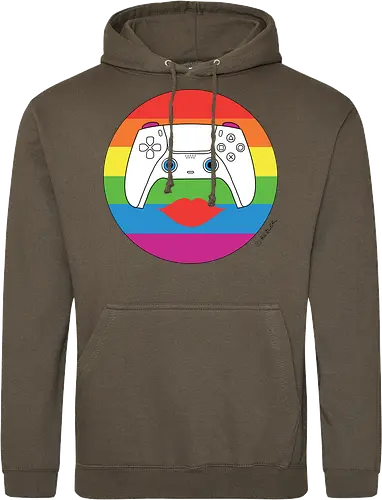 Cuteroller Rainbow - Caricatura, Ruth Hebler, Controller, Regenbogen, Rainbow, Pride, Queer, LGBTQIA+, Diversität, Gaming - Standard Hoodie
