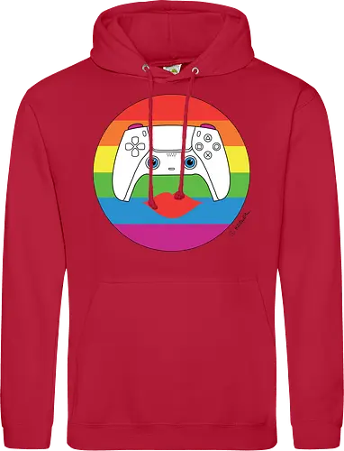 Cuteroller Rainbow - Caricatura, Ruth Hebler, Controller, Regenbogen, Rainbow, Pride, Queer, LGBTQIA+, Diversität, Gaming - Standard Hoodie