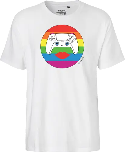 Cuteroller Rainbow - Caricatura, Ruth Hebler, Controller, Regenbogen, Rainbow, Pride, Queer, LGBTQIA+, Diversität, Gaming - Fairtrade T-Shirt