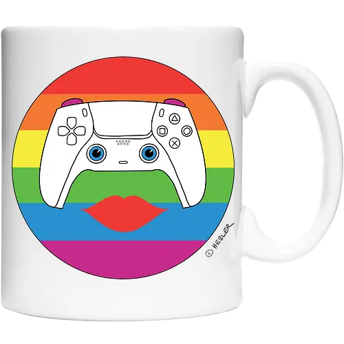 Cuteroller Rainbow - Caricatura, Ruth Hebler, Controller, Regenbogen, Rainbow, Pride, Queer, LGBTQIA+, Diversität, Gaming - Keramiktasse