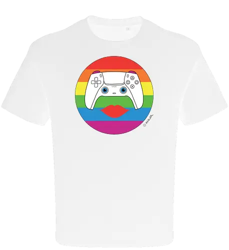 Cuteroller Rainbow - Caricatura, Ruth Hebler, Controller, Regenbogen, Rainbow, Pride, Queer, LGBTQIA+, Diversität, Gaming - Oversize T-Shirt