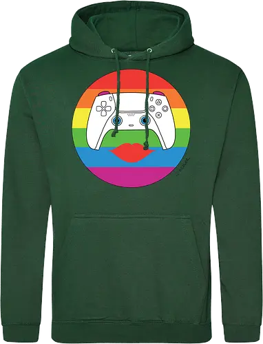 Cuteroller Rainbow - Caricatura, Ruth Hebler, Controller, Regenbogen, Rainbow, Pride, Queer, LGBTQIA+, Diversität, Gaming - Standard Hoodie