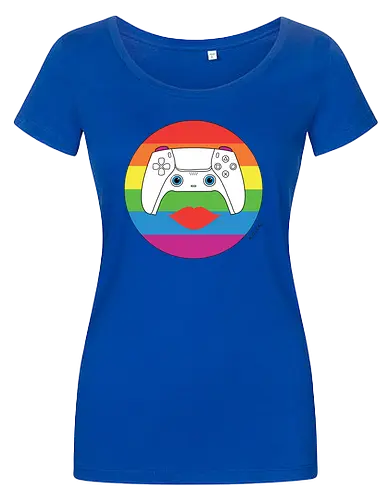 Cuteroller Rainbow - Caricatura, Ruth Hebler, Controller, Regenbogen, Rainbow, Pride, Queer, LGBTQIA+, Diversität, Gaming - Damen T-Shirt