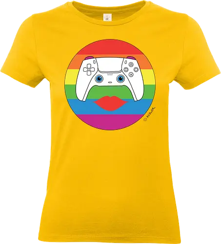 Cuteroller Rainbow - Caricatura, Ruth Hebler, Controller, Regenbogen, Rainbow, Pride, Queer, LGBTQIA+, Diversität, Gaming - Standard T-Shirt (Frauen)