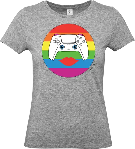 Cuteroller Rainbow - Caricatura, Ruth Hebler, Controller, Regenbogen, Rainbow, Pride, Queer, LGBTQIA+, Diversität, Gaming - Standard T-Shirt (Frauen)