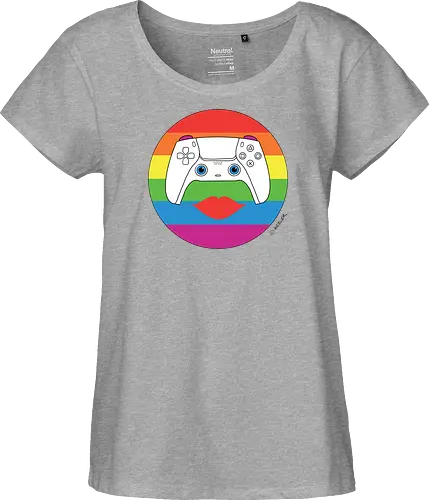 Cuteroller Rainbow - Caricatura, Ruth Hebler, Controller, Regenbogen, Rainbow, Pride, Queer, LGBTQIA+, Diversität, Gaming - Fairtrade Girl Shirt