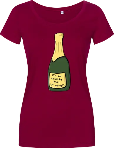 Weibliches Wohl - Mädelsabend, Caricatura, Ruth Hebler, Sekt, Feiern, Party - Damen T-Shirt