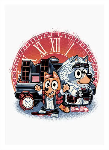 Bark in Time we go - TV series, animation, puppy, cute, funny, mash up, movie, retro, time travel, space, science fiction - Kunstdruck